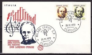 Italy, Scott cat. 1085-1086. Composer & Priest. L. Perosi. First day cover.
