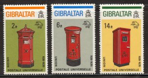 Gibraltar Scott 307-09 MNHOG - 1974 Pillar Boxes Issue - SCV $0.85