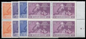 French Colonies, New Hebrides #79-82 Cat$97+, 1949 UPU, complete set in sheet...