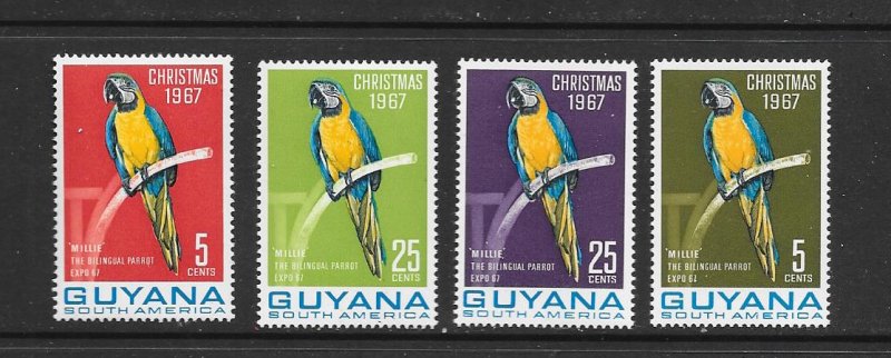 BIRDS - GUYANA #33-35  PARROTS  MNH