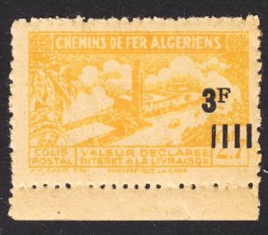 Algeria Railway Parcel Post 2.7 surcharged 3F F VF mint OG HR.  FREE...