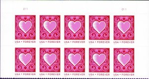 US 4847 Cut Paper Heart, 2014, Top Block/10, Plate # C111 Mint NH