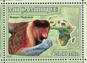 Apes Stamp Borneo Proboscis Cercopithecidae Cebidae S/S MNH #3056-3061