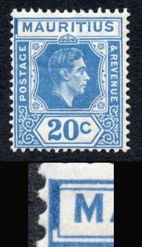 Mauritius SG258 20c Thick Bar on Frame at right M/M 