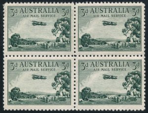 Australia C1 block/4, MNH/folded. Air Post 1929. Airplane over Bush Lands. Sheep