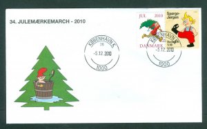 Denmark Cover. 2010. Copenha.“Christm. Seal Walk # 34. Sc# 1482.Santa With Tree