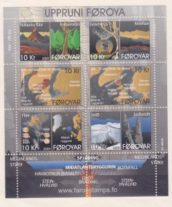 Faroe Islands 513 MNH 2009 Geological Formation of Islands Souvenir Sheet of 6