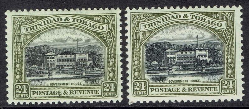 TRINIDAD & TOBAGO 1935 GOVERNMENT HOUSE 24C PERF 12 AND PERF 12.5 