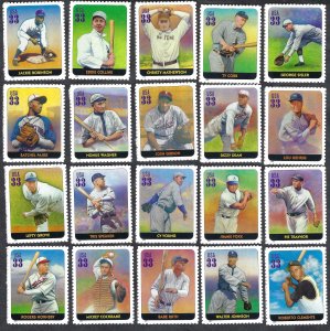 United States #3408a-t 33¢ Legends of Baseball (2000). Twenty singles. MNH