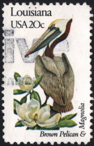 SC#1970 20¢ State Birds & Flowers: Louisiana; Perf 10½ x 11¼ (1982) Used