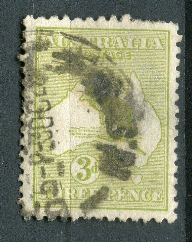 AUSTRALIA; 1915-20s early Roo issue fine used Shade of 3d. value 
