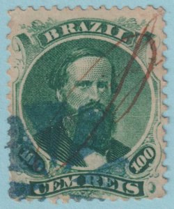 BRAZIL 58  USED - INTERESTING BLUE AND MANUSCRIPT CANCEL - VERY FINE! - LBL