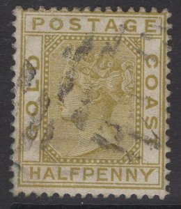 GOLD COAST SG9 1883 ½d OLIVE-YELLOW USED