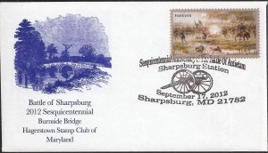 Two Hagerstown Stamp Club Thermographed Covers for 2012 Antietam Civil War Stamp