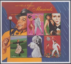 MALI Sc # 725a-f  MNH S/S  of 6 DIFF MOTION PICTURES CENTENARY - MUSICALS