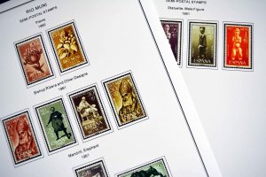 COLOR PRINTED RIO MUNI 1960-1968 STAMP ALBUM PAGES (8 illustrated pages)