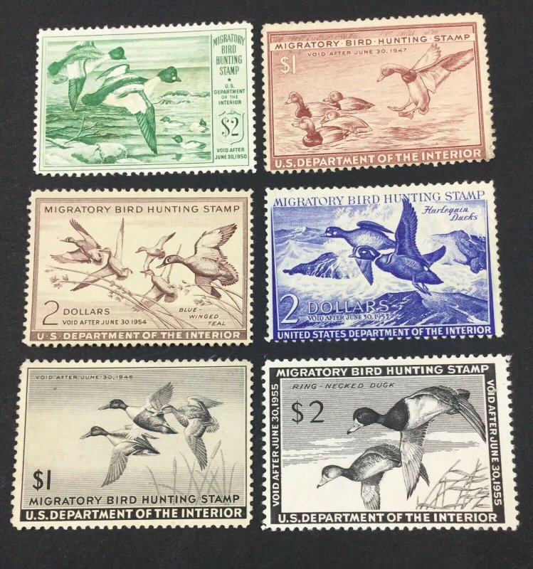 MOMEN: US STAMPS #RW12-13,16,19-21 DUCK UNUSED LOT #44527