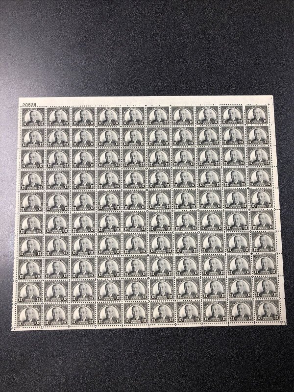 US 697 Woodrow Wilson 17 Cents Sheet Of 100 Extra- Fine Mint Never Hinged   1931 