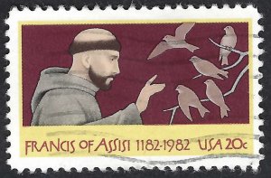 United States #2023 20¢ Francis de Assisi (1982). Used.