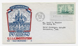 US 951 (Me-5) 3c Frigate Constitution FDC Cachet Craft Staehle Cachet ECV $35.00