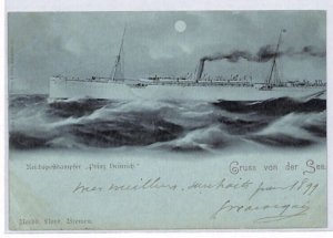 CEYLON Card Colombo German PPC SMS PRINZ HEINRICH BELGIUM Brussels 1899 PJ160