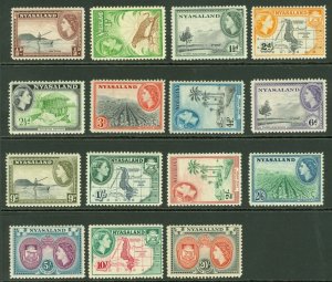 SG 173-187 Nyasaland 1953. ½d to 20/- set of 15. Lightly mounted mint CAT £75