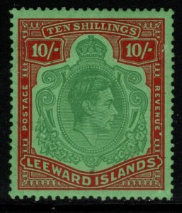 LEEWARD ISLANDS SG113b 1945 10/= GREEN & RED/GREEN ORD PAPER THIN SPOT MTD MINT