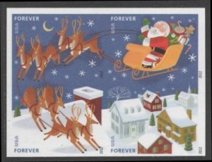 US Stamp #4712-15c MNH - Christmas Santa & Reindeer Imperforate Block of 4