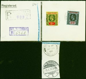 Virgin Is 1914 Part Reg Cover/Large Piece to Germany Bearing SG76-77 'AP 24 1...