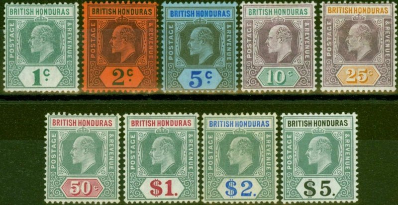 British Honduras 1904-07 set of 9 SG84a-93 Fine Mtd Mint