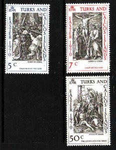 Turks & Caicos-Sc#202-4-unused NH set-Easter-Durer Engravings-1970-