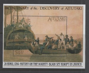 Aitutaki #434  (1989 William Bligh Bounty sheet) VFMNH CV $11.00