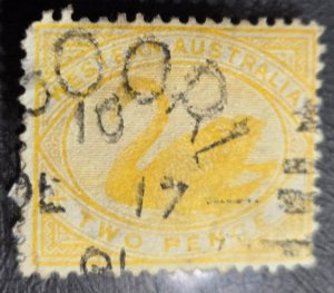 Stamp Western Australia 1902 Yellow Swan A16 #77 2p used