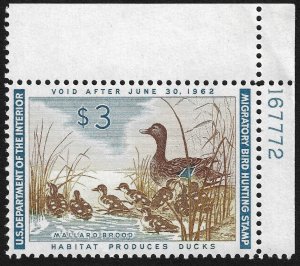 US RW28 - MNH Plate # Single. Mallard.  2023 SCV $95.00. FREE SHIPPING!!