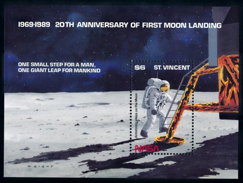 [66157] St. Vincent 1989 Space Travel Weltraum NASA Souvenir Sheet MNH