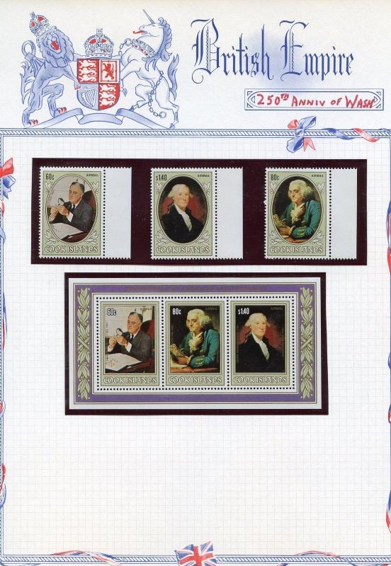 GEORGE WASHINGTON 250th BIRTH  LOT  OF STAMPS AND SOUVENIR SHEETS MINT NH