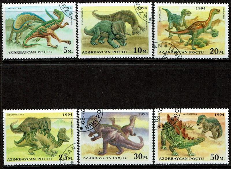 Azerbaijan 446-451 Used/CTO (1994) Dinosaurs - Prehistoric Animals