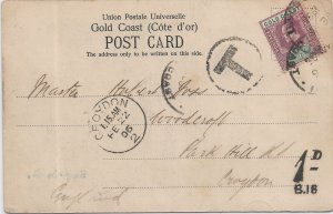 1906 Gold Coast to Croydon, England, Postage Due (59787)