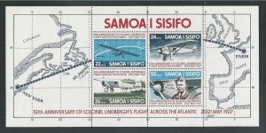 Samoa MNH S/S 453a Lindbergh's Trans Atlantic Flight Plans 1977