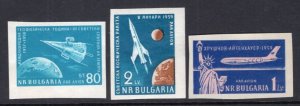 Bulgaria 1958-1959 Airmail Space 3 Good Imperf Stamps MNH