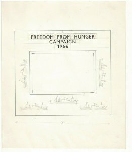 Ghana #254a Fish, Hunger, UN Ships original unique partial artwork in pencil