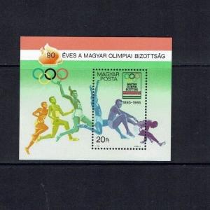 Hungary: 1985 90th Anniversary of the Hungarian Olypic Committee, m/s MNH