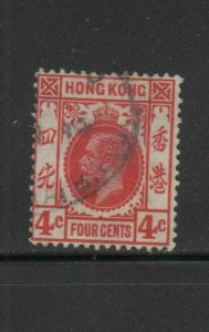 HONG KONG #133  1921  4c  KING GEORGE V    USED F-VF  a
