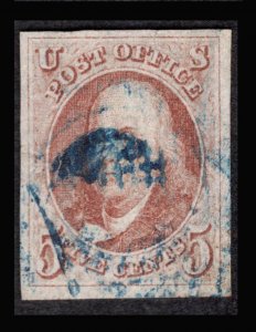 MOMEN: US STAMPS # 1b IMPERF ORANGE BROWN USED $675 LOT #L 6594