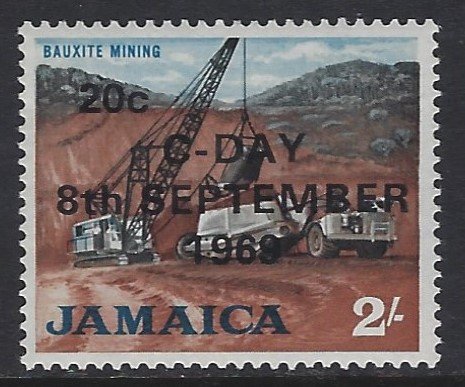 Jamaica, Scott #287, 20c on 2sh Bauxite Mining, MNH