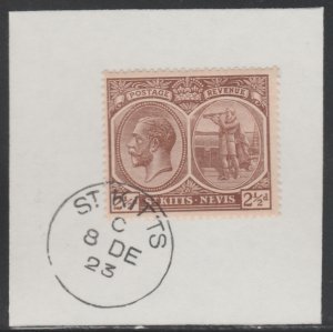 St KITTS-NEVIS 1920 KG5 COLUMBUS 2.5d  on piece with MADAME JOSEPH  POSTMARK