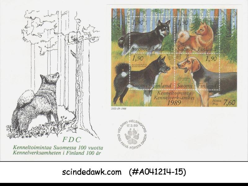 FINLAND - 1989 DOGS OF FINLAND - MINIATURE SHEET - FDC