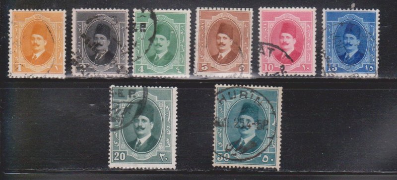 EGYPT Scott # 92-3, 95-100 Used - King Fuad Portrait