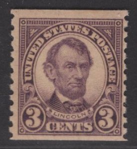 US Stamp #600 Coil 3c Lincoln MINT NH SCV $10.50