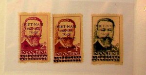 NORTH VIET NAM - Viet Minh Sc 1L18-20 LH ISSUE OF 1945 - OVERPRINT ON DOUMER